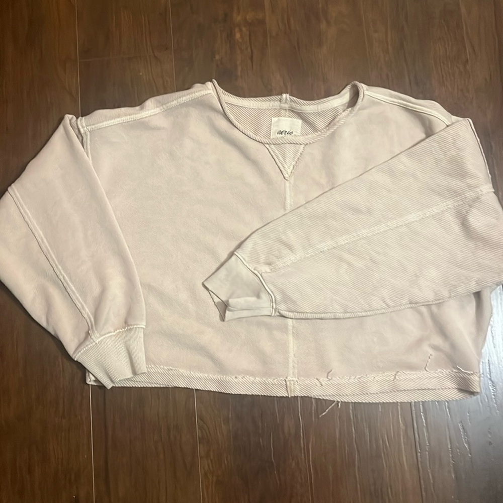 Distressed tan sweatshirt